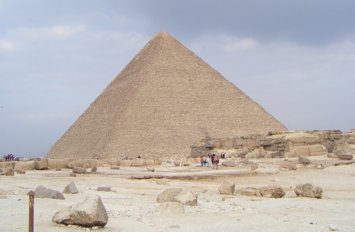 Another shot of one of the main pyramids, and a camel ride in front of it.
