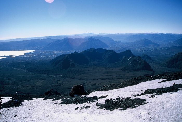Pucon seen from the top of the volcano.