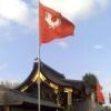 Pretty flags outside the Nishi Hongan-ji temple - headquarters of the Jodo Shin-shu school of Buddhism. 
