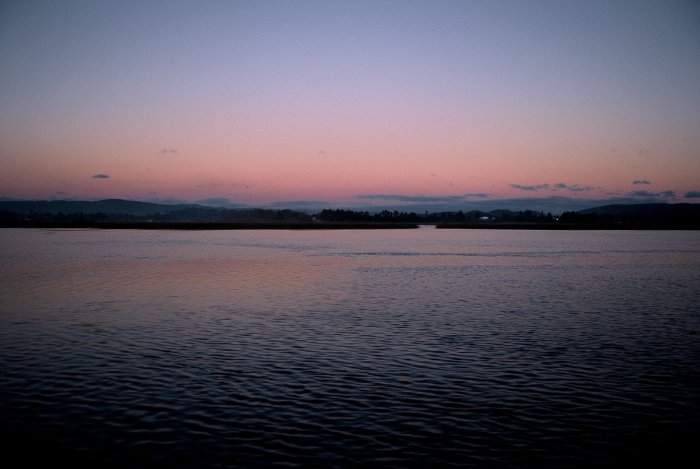 The view from our boat trip in Valdivia harbour as the sun was setting.